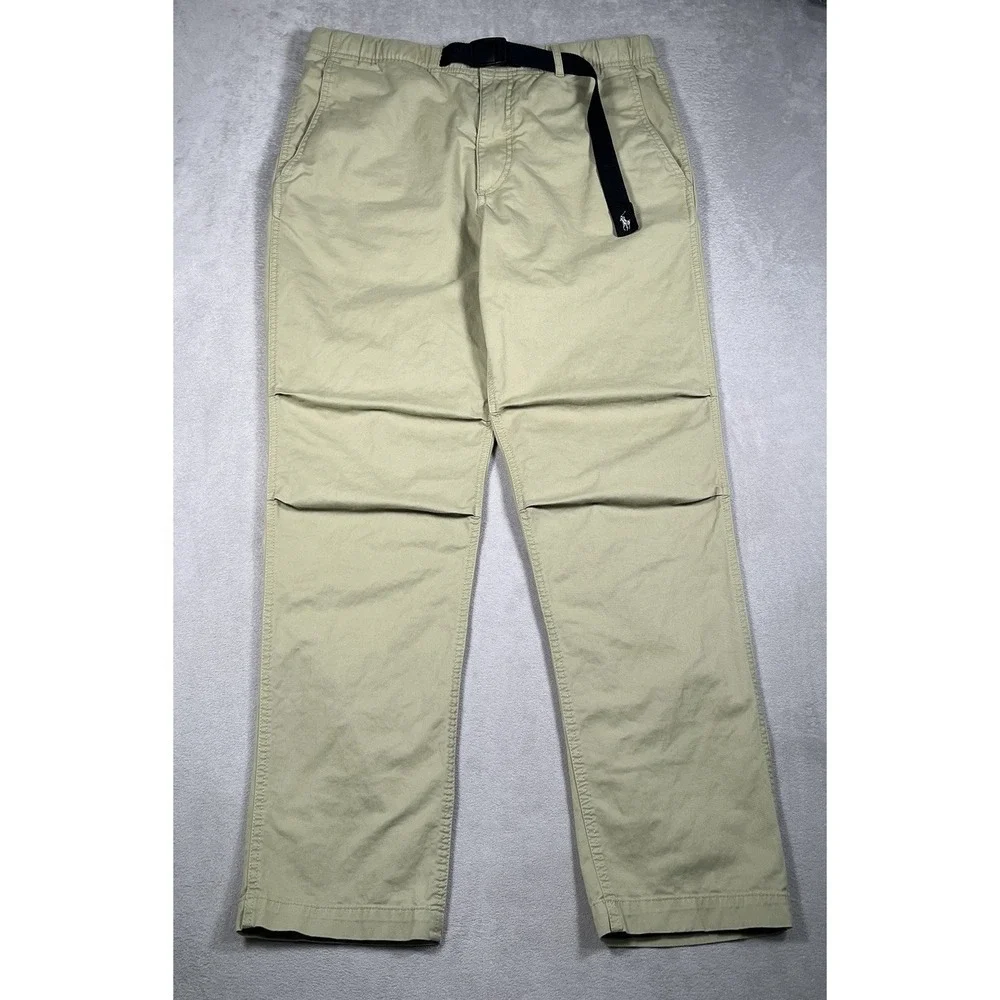 Polo Ralph Lauren Pants Mens Large Khaki Belted Chino Stretch Casual Classic Fit